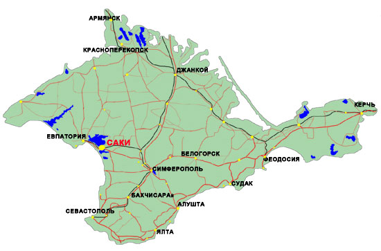 Город Саки на карте Крыма отдых в крыму город саки